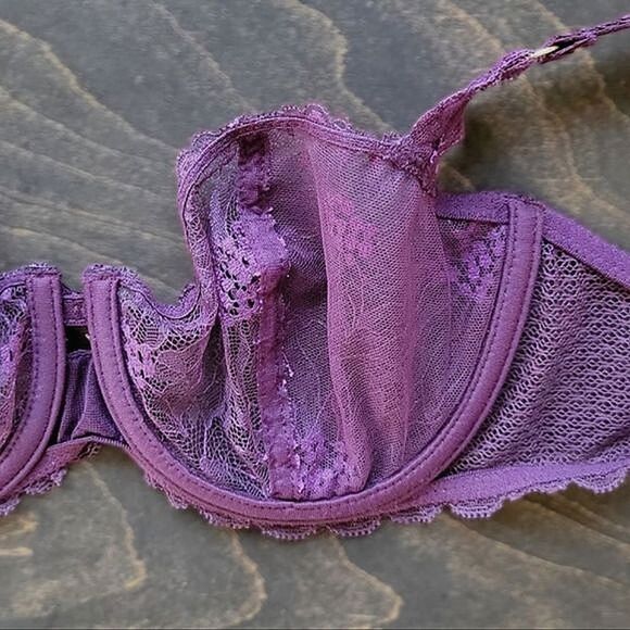 Chantelle Opéra fig/blackberry Stretch Lace Demi Bra 38B - Picture 12 of 16